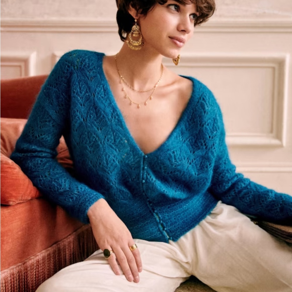 Sezane Dee Dee Jumper Mohair Blue Canard XS